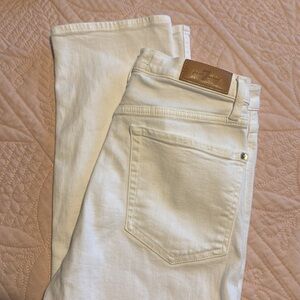 7 For All Mankind White High Rise waist Cropped Straight Button Fly Jeans